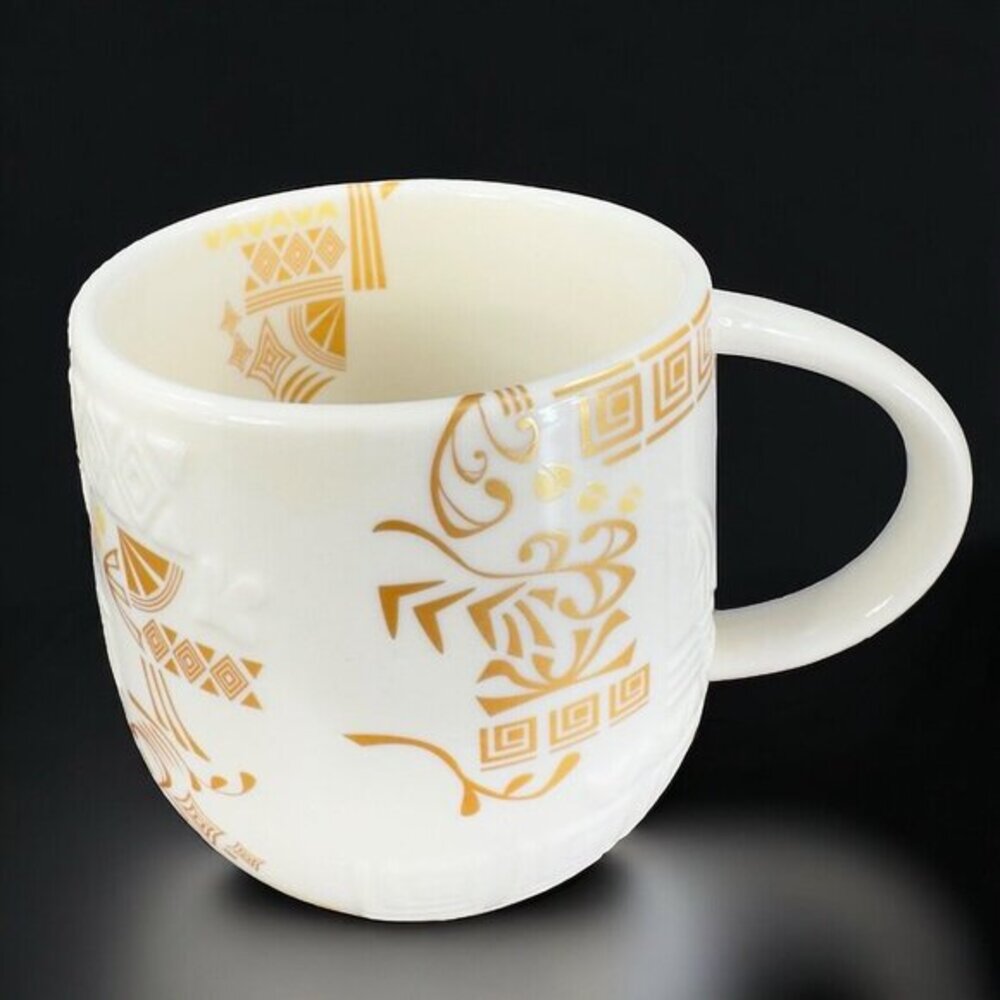 Starbucks Coffee Mug VAVAVA Ceramic Porcelain Coffee Mug Cup‎ White Gold